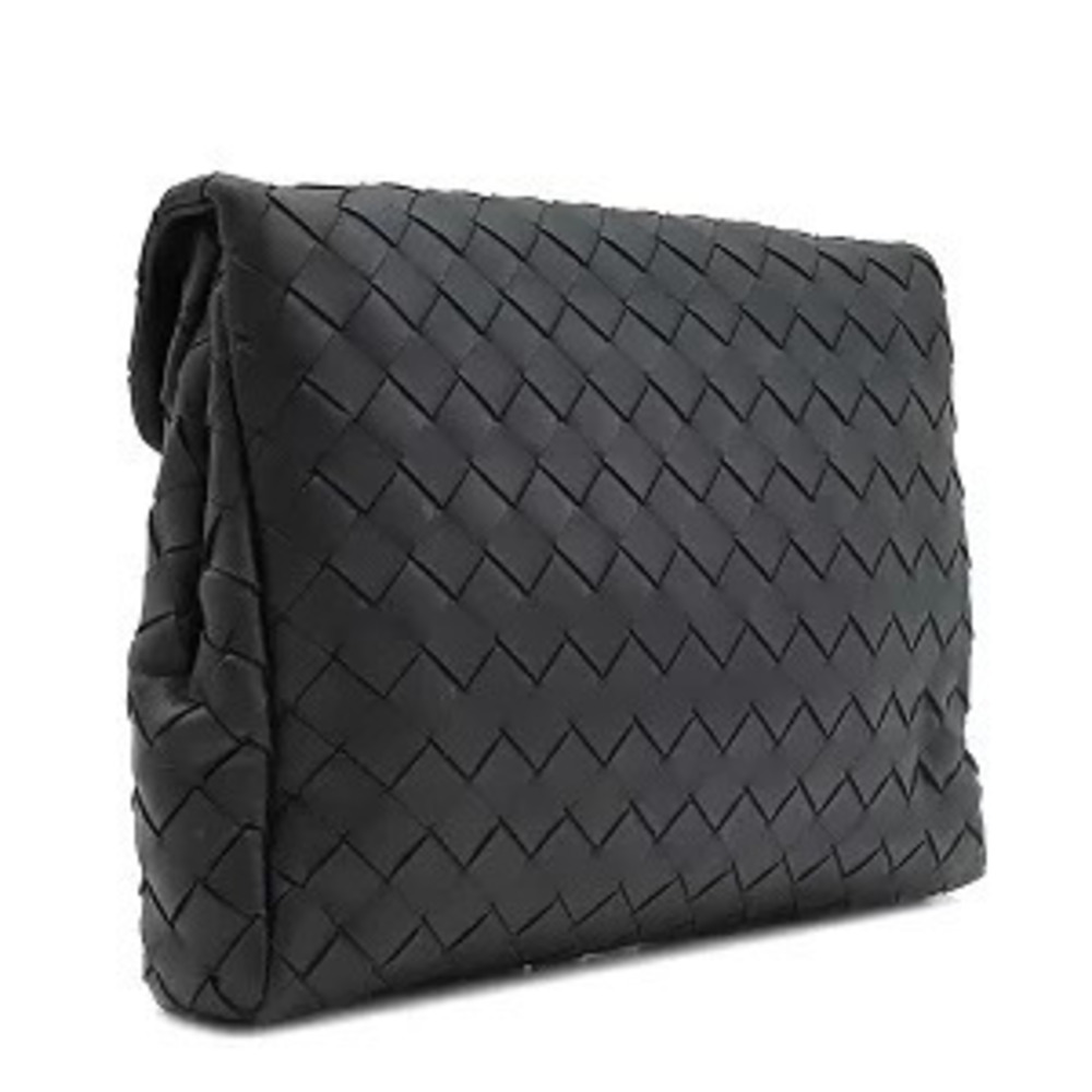 Bottega Veneta Intrecciato Clutch Bag Leather Black H - Picture 2 of 11